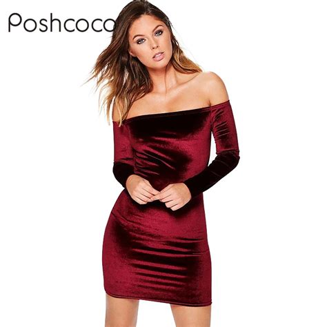 Poshcoco Sexy Velvet Fabric Slash Neck Strapless Women Mini Dress 2017 New Club Half Sleeve