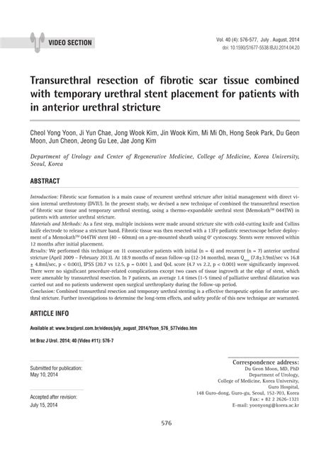 Pdf Transurethral Resection Of Fibrotic Scar Tissue Combined With