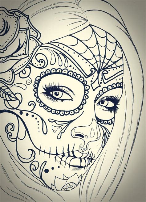 Skull Girl Sketch By Carldraw On Deviantart Sugar Skull Mädchen Chica