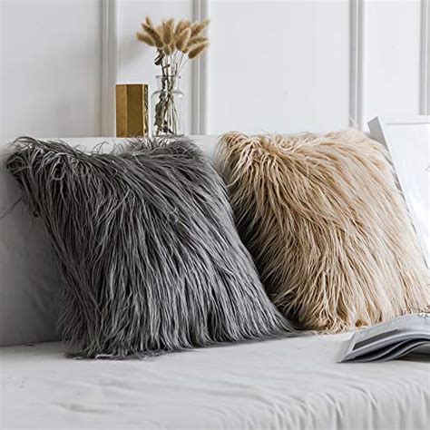 Miulee Pack Of 2 Decorative New Luxury Series Style Brown Faux Fur