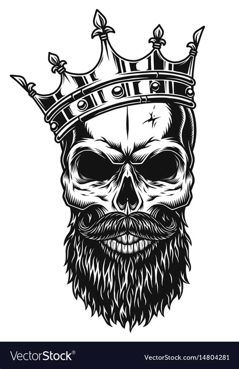 Black And White Skull In Crown Royalty Free Vector Image