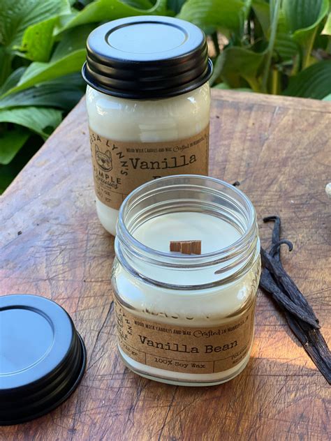 Vanilla Bean Candle Wood Wick Candle 100 Soy Handmade Phthalate