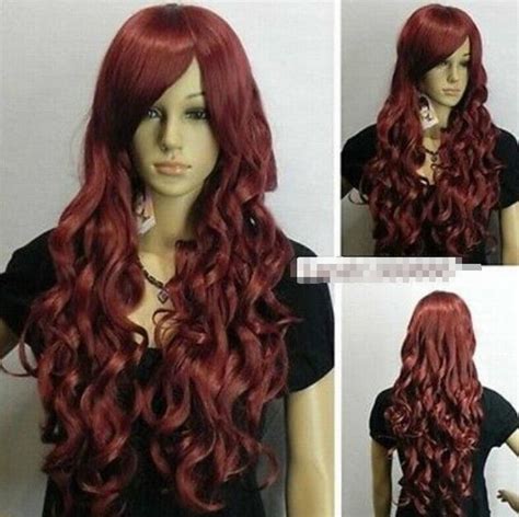 Sexy Dark Red Wavy Curls Healthy Hair Cos Wig H30 New Cos Hair