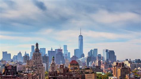 Beautiful Clouds Rolling Over New York City Manhattan Skyline Nyc Ny