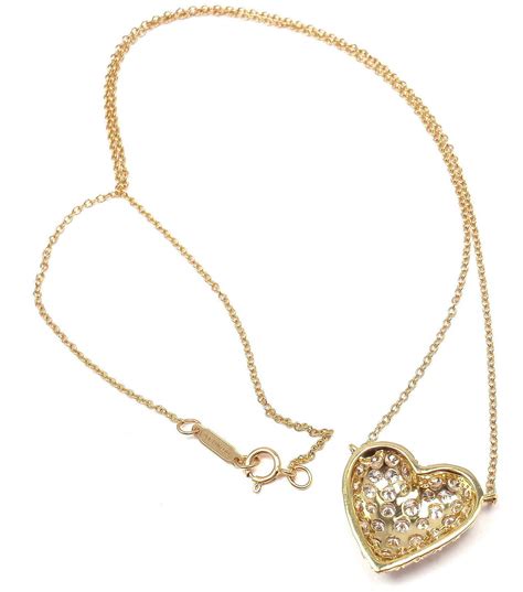 Tiffany And Co Pave Diamond Gold Puffed Heart Pendant Necklace At 1stdibs