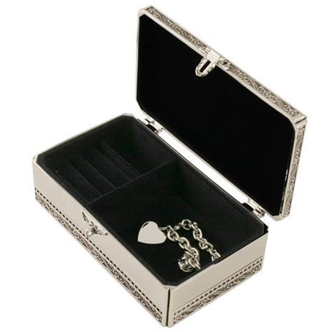 Engraved Personalized Silver Jewelry Box With Lock And Key Etsy