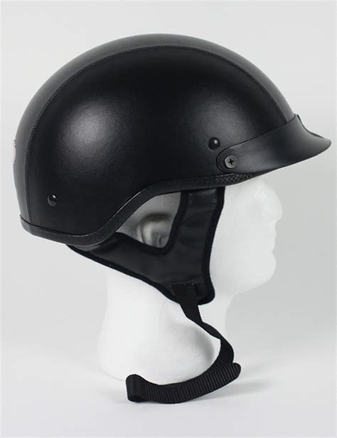 Dot Leather Motorcycle Half Helmet With Visor