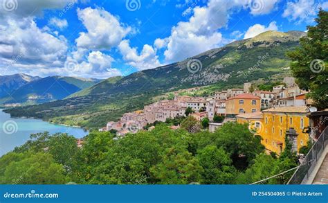 View Of Barrea And Its Namesake Lake In Abruzzo Stock Image Image Of