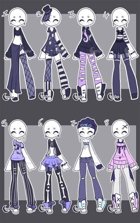 Adopts Cute Goth Outfits Closed By Lunadopt Anime Character Design