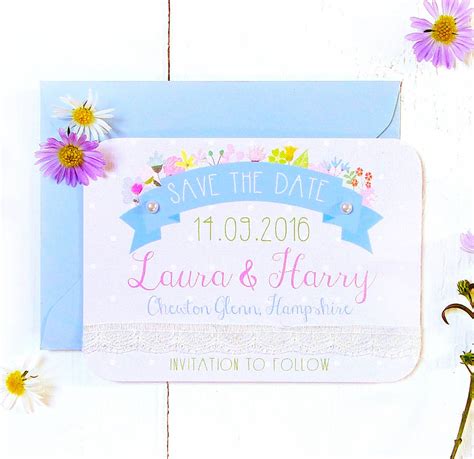 Summer Flower Wedding Save The Date Card By Peardrop Avenue