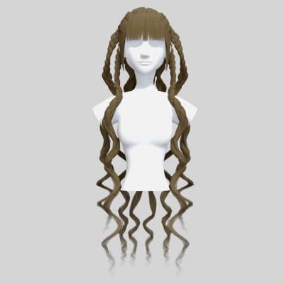 Bangs Pigtail Hair D Model By Nickianimations
