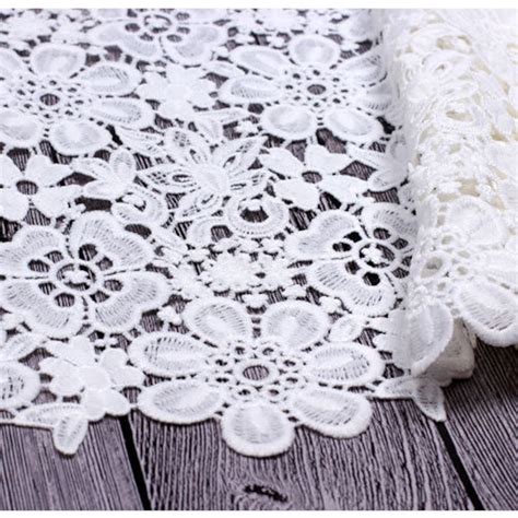 White Flower Lace Fabric By Yard Venice Fabric Hollowed Etsy