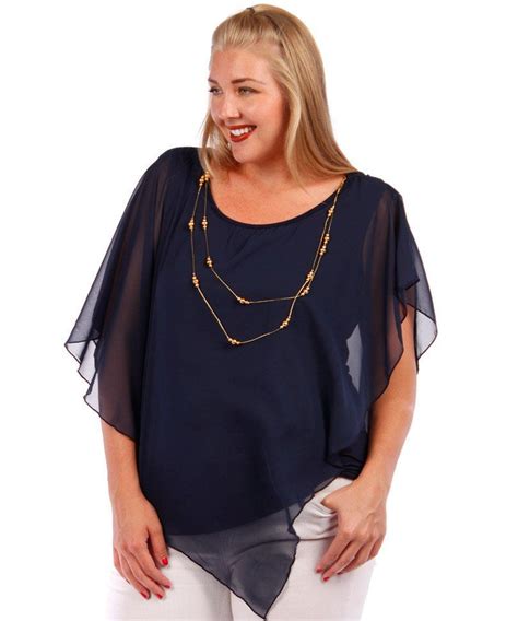 Plus Size Layered Chiffon Blouse With Necklace With Images Plus