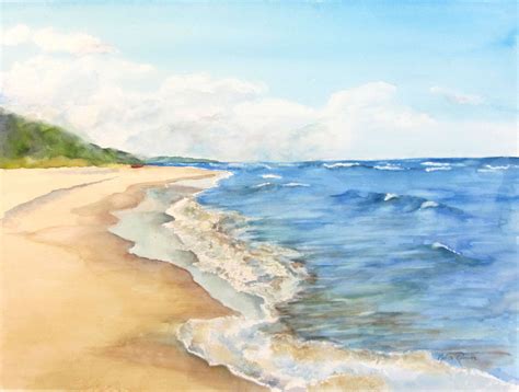 Shades Of Summer Watercolor Painting In Beach Scene Painting Beach Art Painting Beach