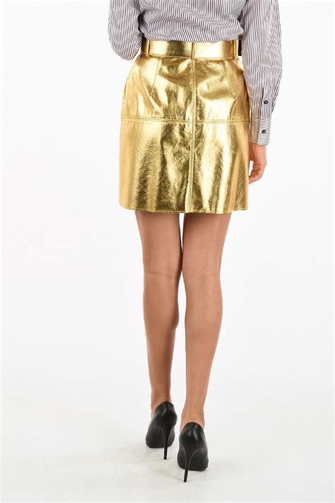 Msgm Metallic Faux Leather Mini Skirt Women Glamood Outlet