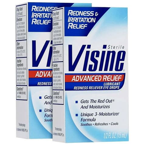 visine advanced relief redness reliever eye drops 0 5oz 2 pack