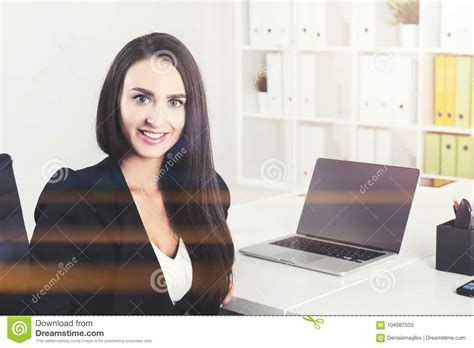 Smiling Businesswoman In Office Stock Image Image Of Businesswoman