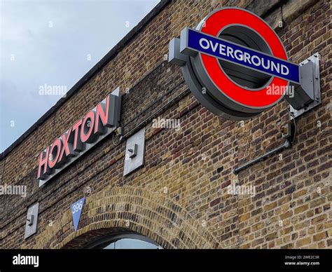 London Uk Aug 30 2022 Overground Sign For London Transit At Hoxton