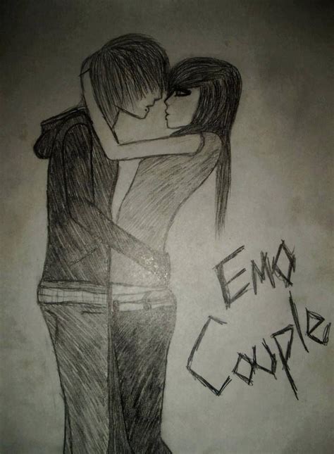 Emo Couple Drawing Emo Couples Couple Drawings Drawing People