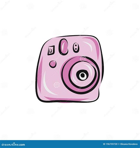 Pink Camera Flat Style Vector Illustrationinstant Photocamera In Hand