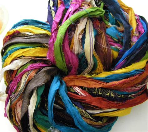 At The Bahamas Multi Colored Sari Silk Ribbon Yarn Ribbon Yarn