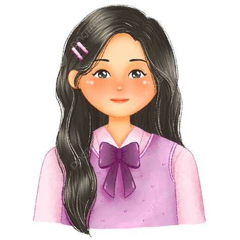 long haired girl png picture illustration of pretty school girl long hair wearing uniform