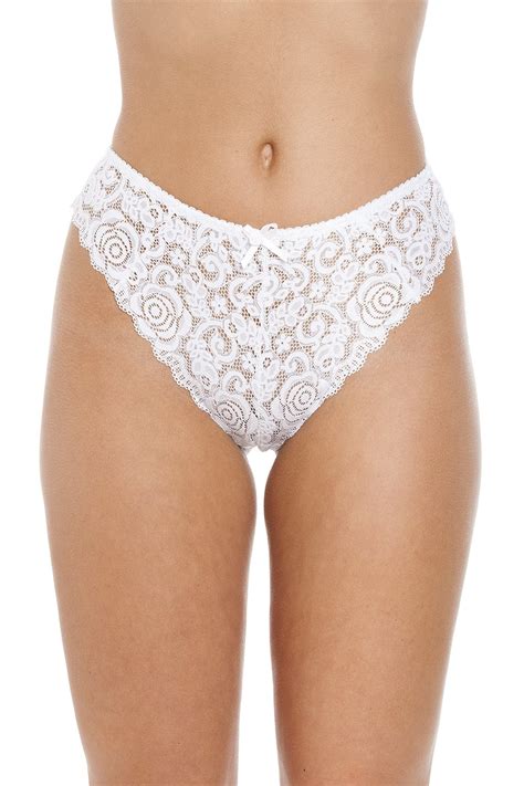 New Ladies Camille Lingerie White Floral Embroidery Melody Lace Thong