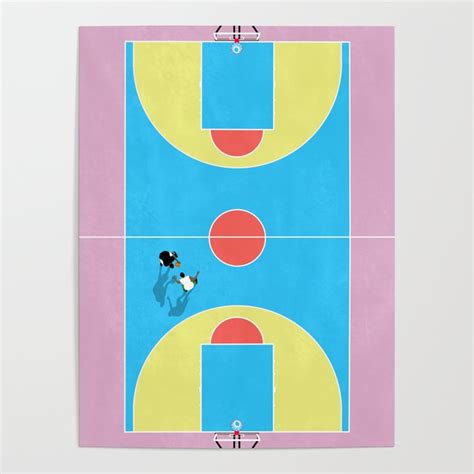 Basketball Court Pastel Colors Poster By From Above Society6
