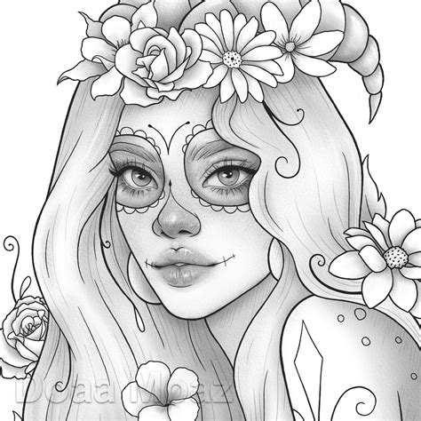 Printable Coloring Page Girl Portrait And Clothes Colouring Etsy Pdmrea