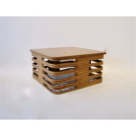 Tochiku Paul Frankl Style Stacked Bamboo Square Table With Removable