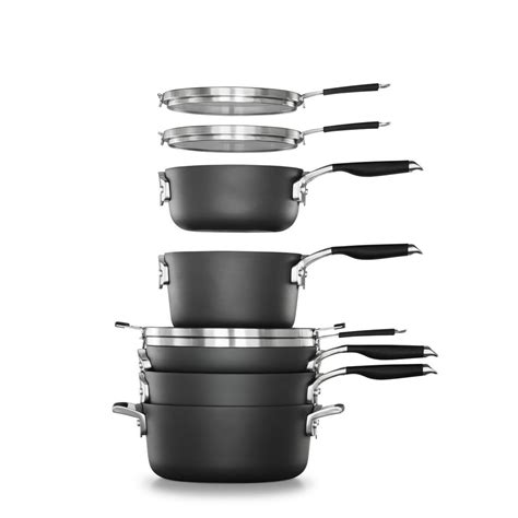 select by calphalon space saving hard anodized nonstick pots and pans 14 piece cookware and