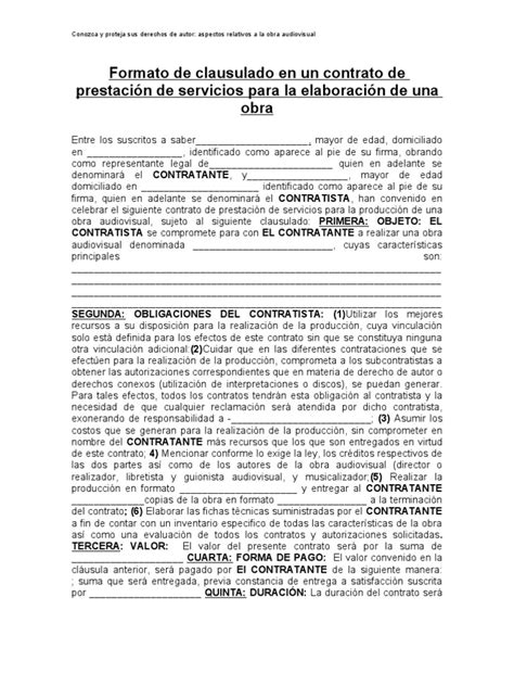 8 Formato De Clausulado En Un Contrato De Prestación De Servicios Para