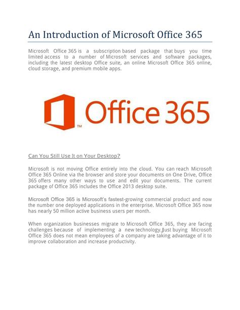 Ppt An Introduction Of Microsoft Office 365 Powerpoint Presentation