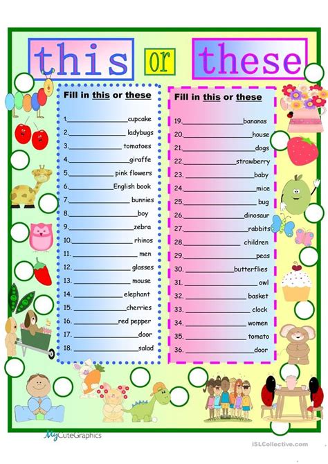 This And These With Key And Bandw Worksheet Free Esl Printable Worksheets