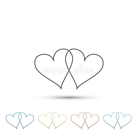 Two Linked Hearts Icon Isolated On White Background Heart Two Love
