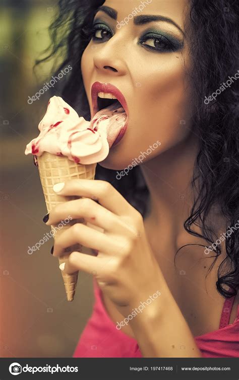 Sexy Woman Sexy Woman Eating Ice Cream Stock Photo By Tverdohlib Com
