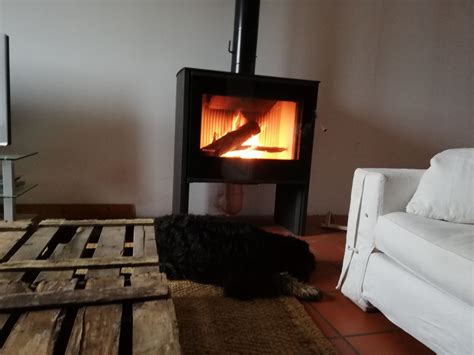 Estufa de leña de la marca Romotop instalada en vivienda ...