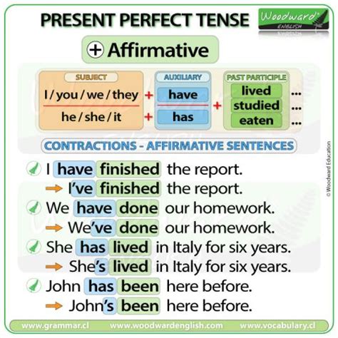 English Present Perfect Tense Contractions Learn English Grammar