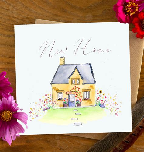 New Home Greetings Card Watercolour Cottage Etsy Uk