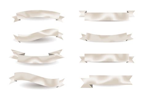 Vector Collection Of Isolated Realistic White Satin Ribbons And Banners
