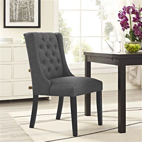 Known for their strong and long lasting commercial grade construction, our metal restaurant chairs offer an easy and reliable seating. Modway Baronet Fabric Upholstered Dining Side Chair in Gray - EEI-2235-GRY