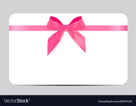 Blank Gift Card Template With Pink Bow And Ribbon Vector Image
