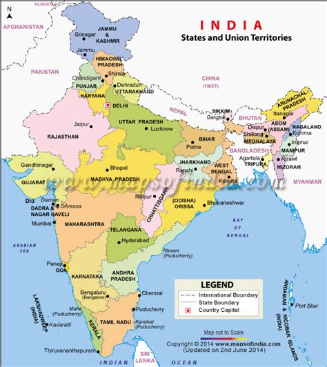Map Of India With States Capitals And Union Territories China Map