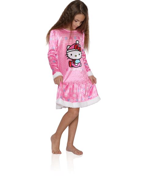 Hello Kitty Girls Snowflake Ruffled Hem Nightgown Pajama Size 6