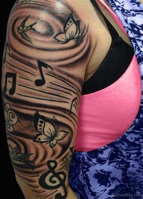 Fantastic Music Tattoo On Half Sleeve Tattoo Designs Tattoo Pictures