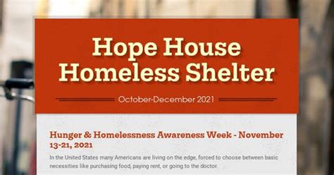Hope House Homeless Shelter Smore Newsletters For Business