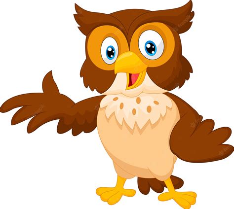 Premium Vector Cartoon Cute Owl Waving