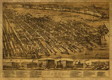Hoboken New Jersey Vintage City Street Map 1881 Mixed Media By Design