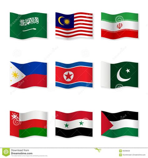 Waving Flags Of Different Countries 5 Stock Vector Illustration Of