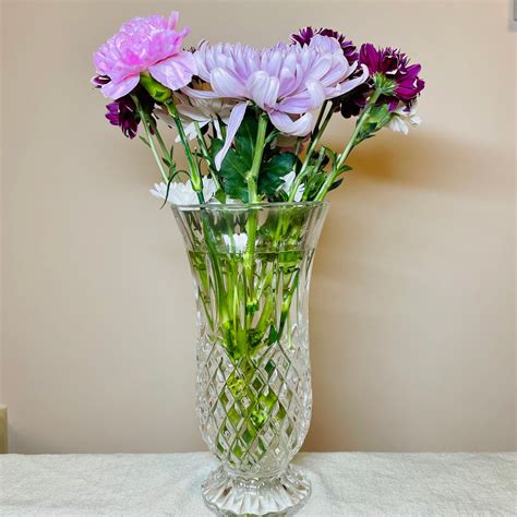 Vintage Clear Glass Vase Large Footed Flower Vase Etsy